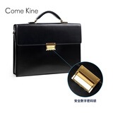 ComeKine来牛防盗公文包男士手提包高端商务包密码锁出差通勤公务员专用电脑包 C9835黑色进口牛皮 14寸
