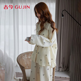 古今（GUJIN）秋季上新纯棉长袖睡衣女生士泡泡纱家居服甜美大码睡裤套装XL