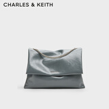 CHARLES&KEITH大容量纯色链条邮差包单肩腋下包包女包婚包新年礼物CK2-20271514 Grey灰色 大包