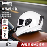 坦克摩托车头盔T127全盔国潮安全帽3C机车双镜片电动车防风男女 白色【透明镜片+镀银镜片+头套+尾翼】 XXXL（适合头围60-61cm）