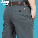 JEEP SPIRIT吉普休闲裤男直筒商务简约长裤微弹棉质秋冬厚款男装裤子608A A608深灰色 厚款 34