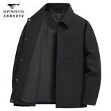 七匹狼夹克男士25秋季新款三防抗静电防风行政外套男高端商务茄克衫男装 黑色-25新款1942 XL (175)