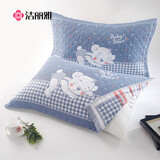 洁丽雅（Grace）抗菌三层纱布枕头巾加大加厚吸湿透气枕巾 波点小熊78*52cm单支装