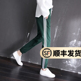 幻黛 休闲裤女春季新款宽松运动长裤束脚哈伦裤韩版 041绿色-棉长裤 L