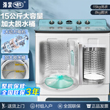 海棠15公斤半自动家用大容量洗衣机滚珠轴承纯铜电机双不锈钢内桶洗衣机老式双桶双缸波轮可洗脱大件 15KG双钢桶蓝【普通波轮 纯铜电机 防爆脱水桶】