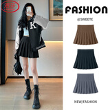 浪莎百褶裙女秋季2025新款高腰显瘦学院风a字半身裙小个子jk西装短裙