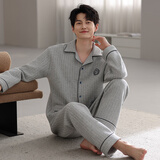 从心睡衣男冬季纯棉夹层保暖家居服男士睡衣春秋夹棉加厚长袖睡裤套装 N 94616 XL 男 (高175-180重140-160斤)
