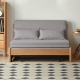 源氏木语实木沙发床现代简约多功能可折叠床北欧风小户型客厅两用双人沙发 1.25m山毛榉原木色(雾灰)