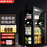 奥克斯（AUX）单门红酒柜冰吧 家用电冰箱小型迷你欧式恒温酒柜冷藏柜展示柜商用 办公室茶叶保鲜柜 JC-75K108L 冷藏+微冷冻+恒温恒湿