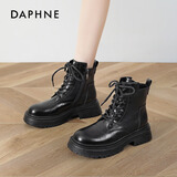 达芙妮靴子女马丁靴女秋季新品爆款2025厚底百搭英伦风短靴显脚小女靴 黑色【单里8孔】 37