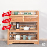 瑞呈堂（RUICHENGTANG） 实木茶水柜小茶几古典中式明清酒柜茶叶柜置物架储物收纳餐边柜 B款原木色 无需安装60*35*75高
