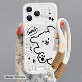 英恺达 适用苹果17ProMax手机壳iPhone17ProMax保护套镜头全包防摔亲肤男女款保护套透明线条小狗+手绳