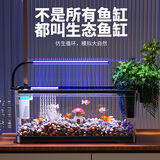 阔庭（KUOTING）鱼缸水族箱客厅桌面生态造景家用带灯制氧过滤鱼缸黑色【大号】