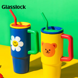 Glasslock&wigglewiggle联名水杯吸管杯男女卡通保温保冷车载保温杯 900ml