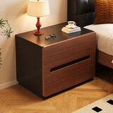 御乐欣实木床头柜卧室2025新款简约床边柜家用小型储物床头收纳柜子 【豪华底座】双抽胡桃色+黑40cm 【实木生态板】