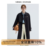 VEGA CHANG风衣女中长款2025春秋新款小个子休闲外套 经典黑 M