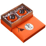 祥业 陶瓷茶叶罐密封罐喜庆客厅摆件茶具茶道柿子熊猫茶叶罐事事如意 柿柿如意礼盒装