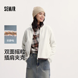 森马（Semir）外套女抗静电摇粒绒宽松休闲冬季拼接立领插肩袖夹克101724108004