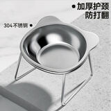 HELLOJOY猫碗狗碗304不锈钢猫食盆防打翻猫咪喝水碗保护颈椎增高宠物饭碗