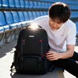 Edison高中生书包大容量初中大学生防泼水双肩包旅行背包 K052-7G黑色