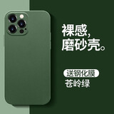 艾德加（Eddga） 适用苹果13promax手机壳超薄磨砂透明液态硅胶保护套全包围防摔简约防指纹软边外壳 苹果13pro 冰感磨砂壳-苍岭绿+钢化膜