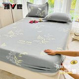 雅鹿a类全棉床笠单件180x200纯棉床单席梦思床垫床罩保护套单人床笠罩 叶舞轻盈 --精梳全棉 加厚磨毛工艺 简约单床笠系列-- 180cm*200cm