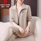 皮尔卡丹品牌运动套装女秋装2025新款女装秋季大码宽松女士30岁40岁50衣服 燕麦色 L 【建议重100-110斤】