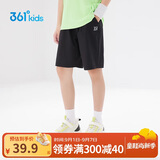 361°儿童短裤夏季男女童3-12岁透气运动裤梭织五分裤 黑 140