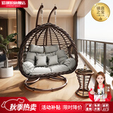 猎钢狼吊篮藤椅室内秋千摇椅网红吊床阳台吊篮椅卧室家用吊椅秋千吊椅 单人单杆【仿木纹】麻花波浪款