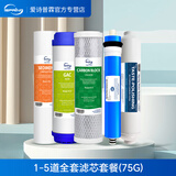 爱诗普霖美国iSpring 家用净水器管线机超滤机纯水机滤芯配件全套滤芯耗材RO膜反渗透 1-5道全套滤芯套餐（75）
