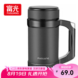 富光办公保温杯商务水杯子带把手带滤网茶杯304不锈钢水杯壶黑色500ml