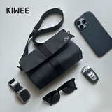 KIWEE未行三角包斜挎包男士单肩包潮牌迷你女士胸包腰包轻便骑行包邮差 全黑荧光-迷你 新老logo随机发