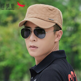 红蜻蜓帽子男士夏季防晒平顶帽爸爸中老年休闲遮阳太阳帽鸭舌帽 卡其 均码 帽围（56-60CM）