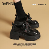 DAPHNE达芙妮达芙妮黑色小皮鞋女2026新款春季厚底百搭英伦风复古布洛克牛津鞋