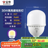 公牛（BULL）LED灯泡高亮柱形灯厂房车间商超食堂 30W球泡暖白光3000KE27螺口