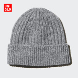 优衣库男装女装HEATTECH针织帽子毛线帽防寒保暖481257 05 天灰色 均码（45cm）