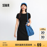 森马（Semir）连衣裙女圆领收腰弹力针织裙2025夏刺绣休闲短裙辣妹109325114001