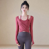 ACKDCS瑜伽服普拉提上衣女春秋季跑步运动时尚网纱健身套装高级感两件套