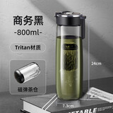 小米生态链同款磁弹泡茶杯磁吸茶水分离杯大容量耐高温养生便携水杯子 商务黑800ML 婴儿奶瓶Tritan材质