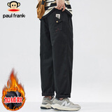 大嘴猴（paul frank）休闲裤男秋季美式裤子男士工装裤男裤宽松长裤 黑色加绒 XL