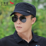 红蜻蜓帽子男士夏季防晒平顶帽爸爸中老年休闲遮阳太阳帽鸭舌帽 黑色 均码 帽围（56-60CM）