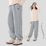 迪士尼（Disney）女童裤子春秋季新款儿童运动裤洋气大童休闲卫裤 EK070麻灰色 150