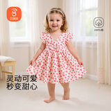 贝瑞加（Babyprints）女童连衣裙夏季女孩公主裙纯棉背心裙可爱无袖大裙摆 粉爱心100