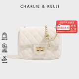 CHARLIE&KELLI CK品牌包包女包单肩包女上班通勤菱格链条小方包斜挎女生日礼物 白色【京仓配送 赠礼袋 】