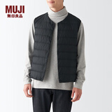 无印良品 MUJI 男式 便携式 无领 羽绒背心 羽绒马甲 ADD01C2A 黑色 M (170/92A)
