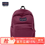 JANSPORT杰斯伯书包轻便双肩包男女旅行包简约背包电脑包学生校园 4QUE04S深紫酒红-侧袋+隔层