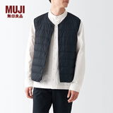 无印良品 MUJI 男式 便携式 无领 羽绒背心 羽绒马甲 ADD01C2A 深藏青色 XL (180/104A)
