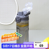 乐扣乐扣（LOCK&LOCK）人鱼线塑料运动水杯夏天便携水壶带刻度提手男女水杯子520ML灰色