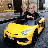 爸爸妈妈兰博基尼授权儿童电动车四轮汽车遥控可坐人双人可驾驶2-8岁礼物