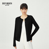深呼吸DEEP BREATH女装可机洗纯羊毛针织开衫女A400732 黑 L (4)